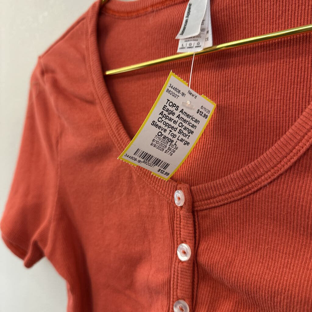 American Apparel Orange Cropped Short Sleeve Top Large