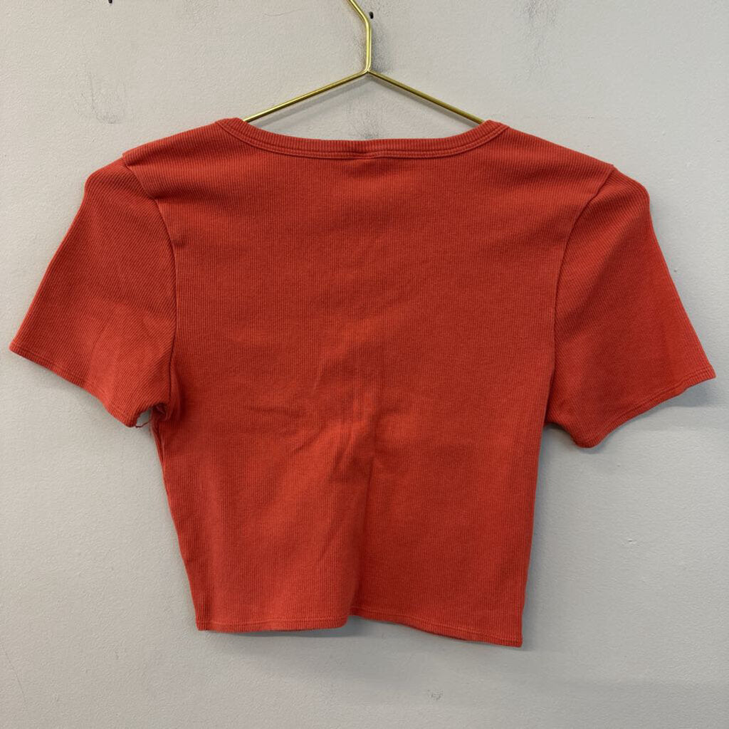 American Apparel Orange Cropped Short Sleeve Top Large