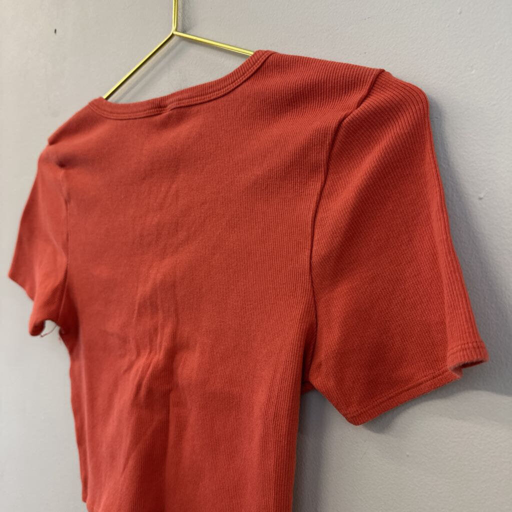 American Apparel Orange Cropped Short Sleeve Top Large
