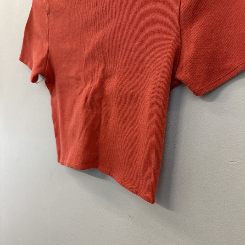 American Apparel Orange Cropped Short Sleeve Top Large
