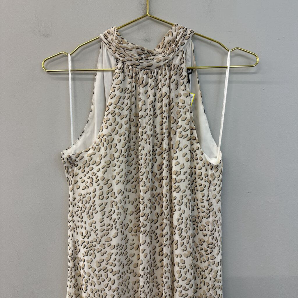 Express White/ Brown Print High Neck Maxi Dress Small