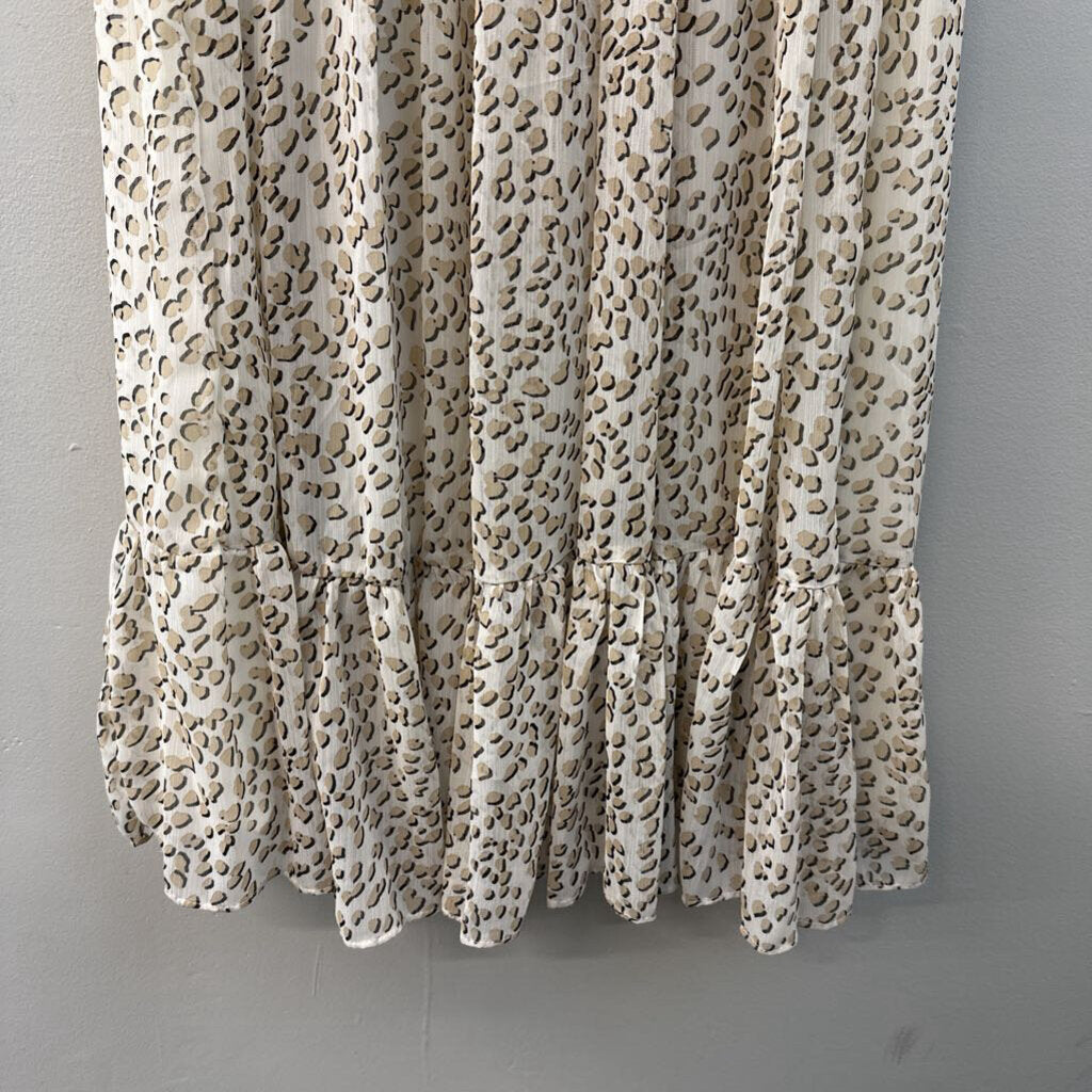 Express White/ Brown Print High Neck Maxi Dress Small