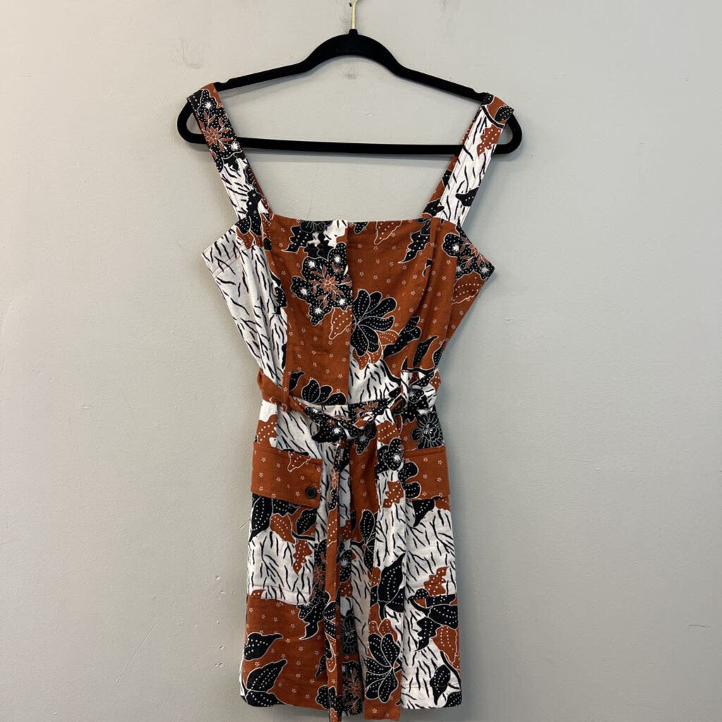 House of Harlow 1960 Brown/ Black Print Button Front Romper 4