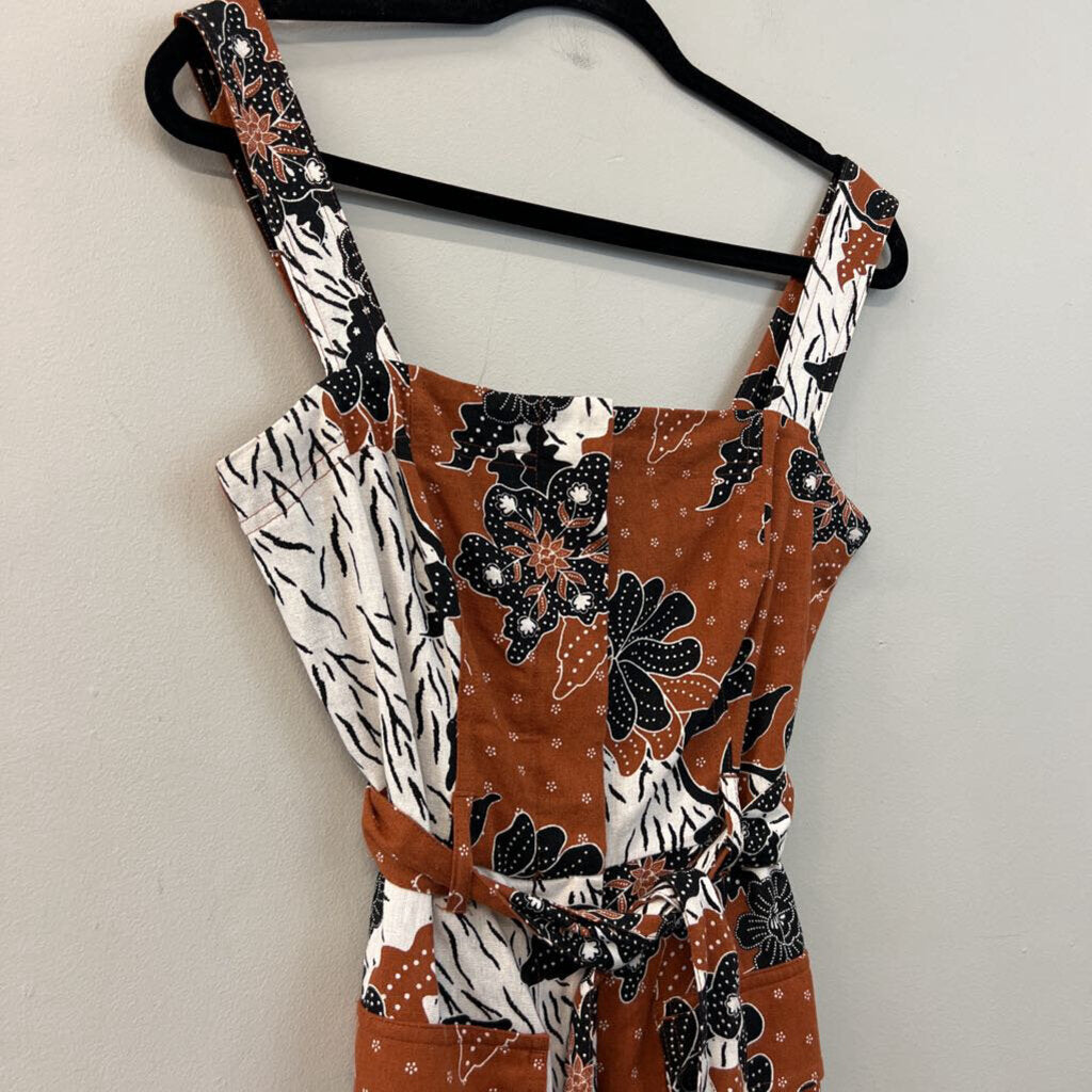 House of Harlow 1960 Brown/ Black Print Button Front Romper 4