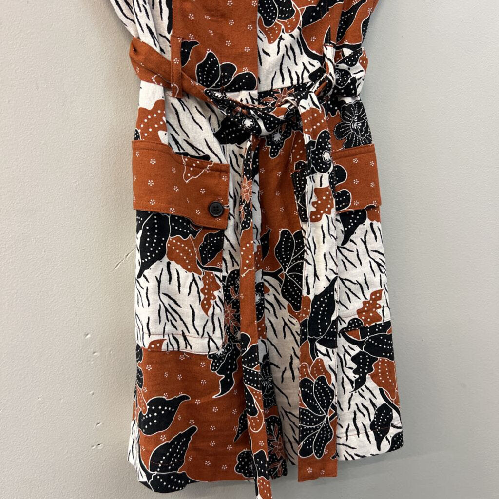 House of Harlow 1960 Brown/ Black Print Button Front Romper 4