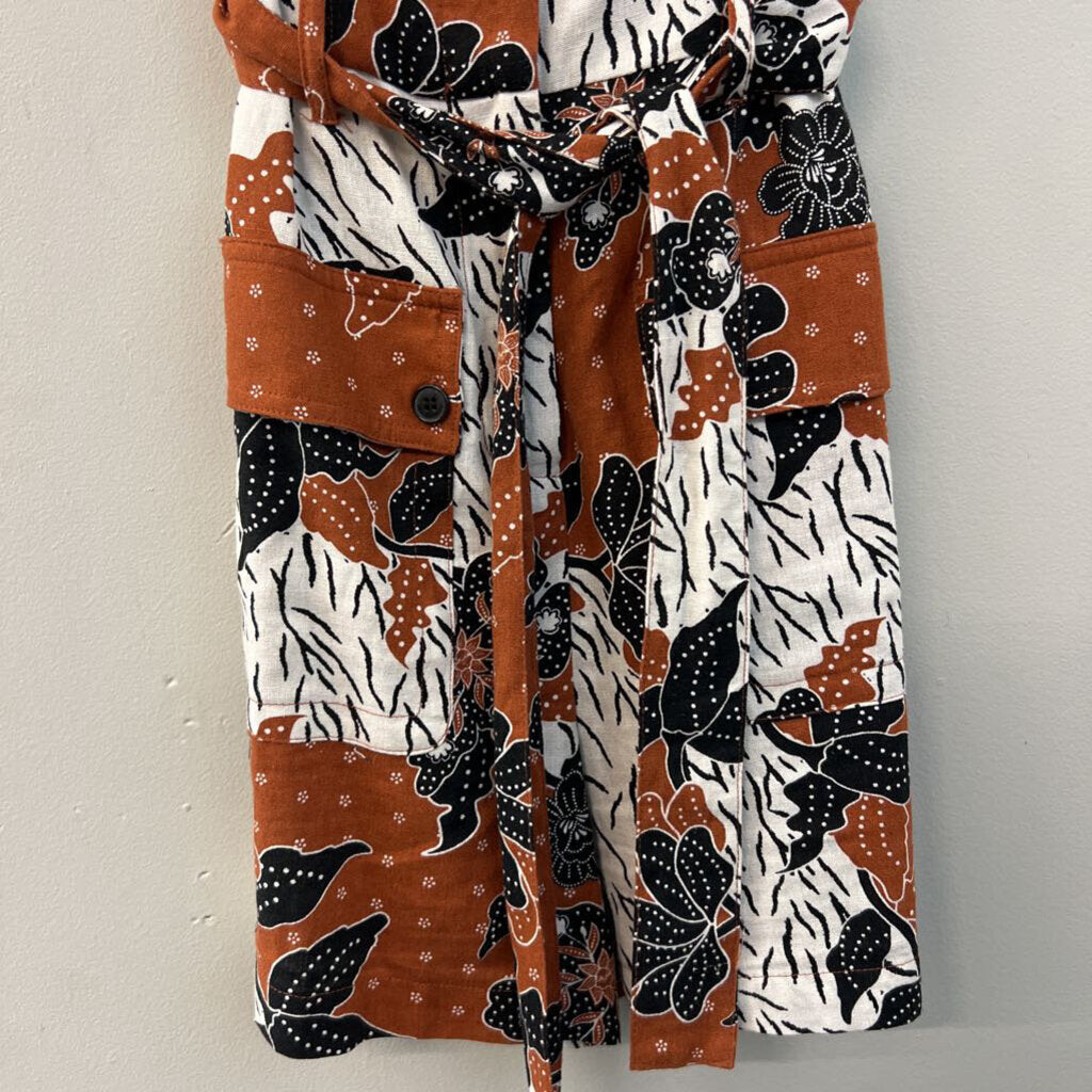 House of Harlow 1960 Brown/ Black Print Button Front Romper 4