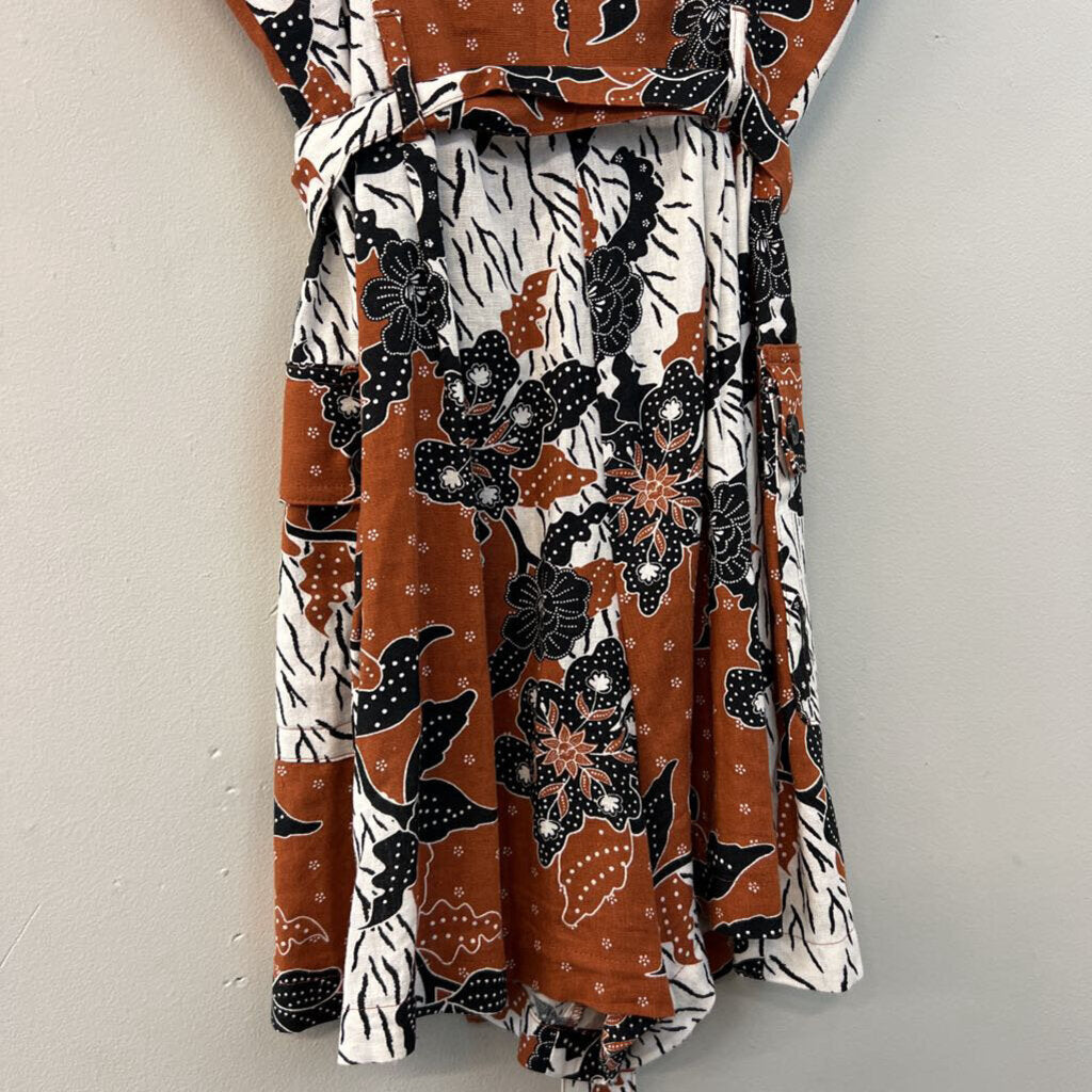 House of Harlow 1960 Brown/ Black Print Button Front Romper 4
