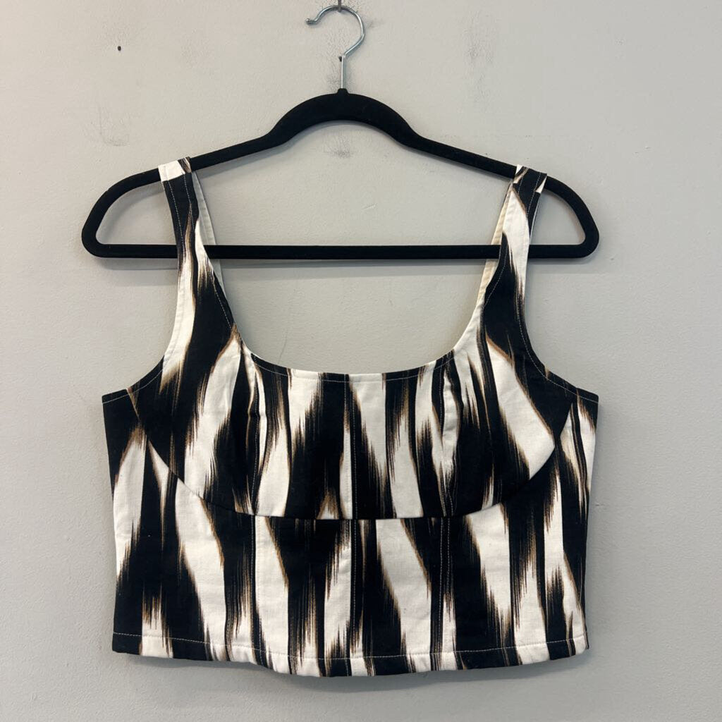 Banana Republic Black/ White Print Cropped Tank Top 4