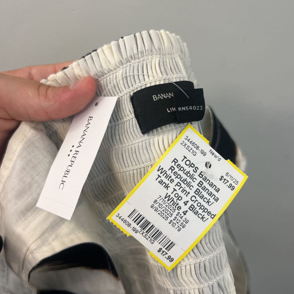 Banana Republic Black/ White Print Cropped Tank Top 4
