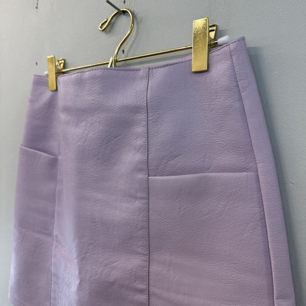 Haute Monde Purple Leather Mini Skirt Small