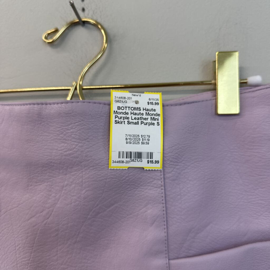 Haute Monde Purple Leather Mini Skirt Small