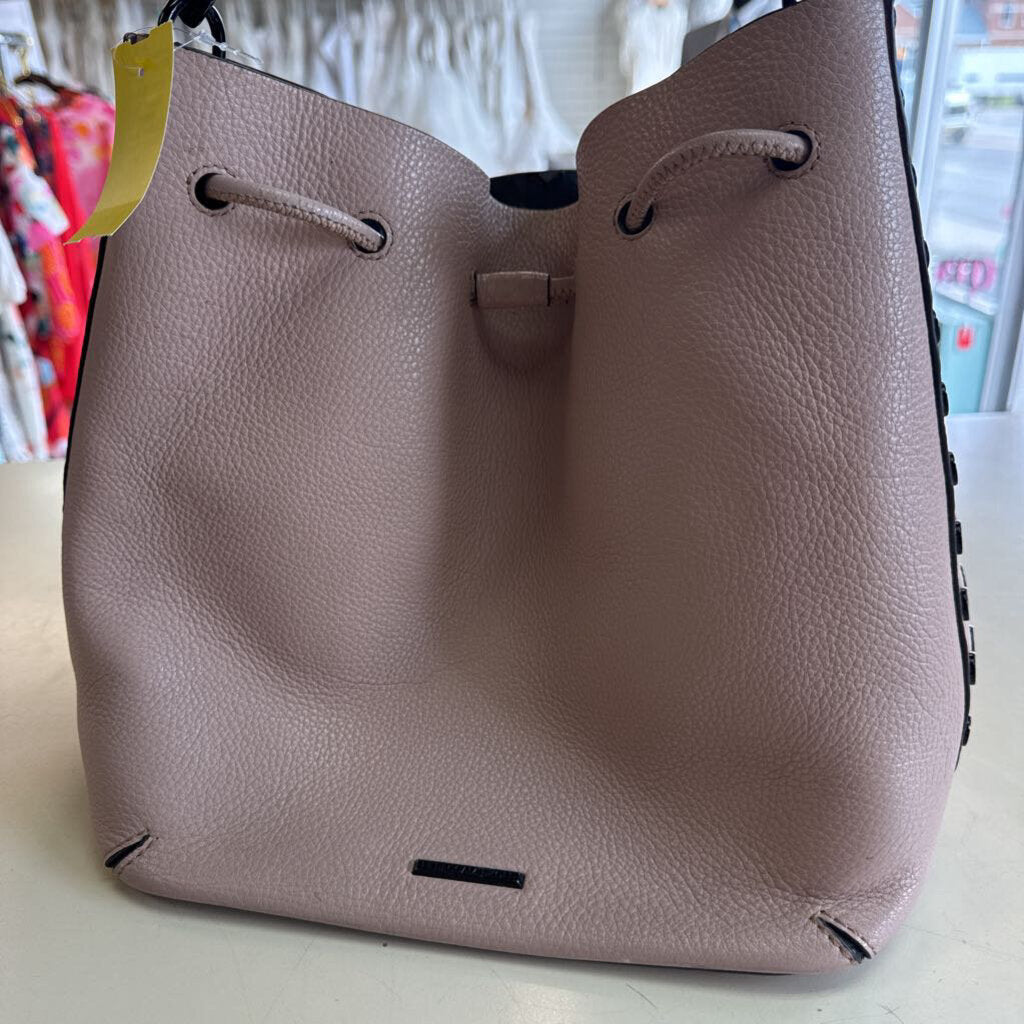 Rebecca Minkoff Pink Leather/ Black Stud Bucket Purse