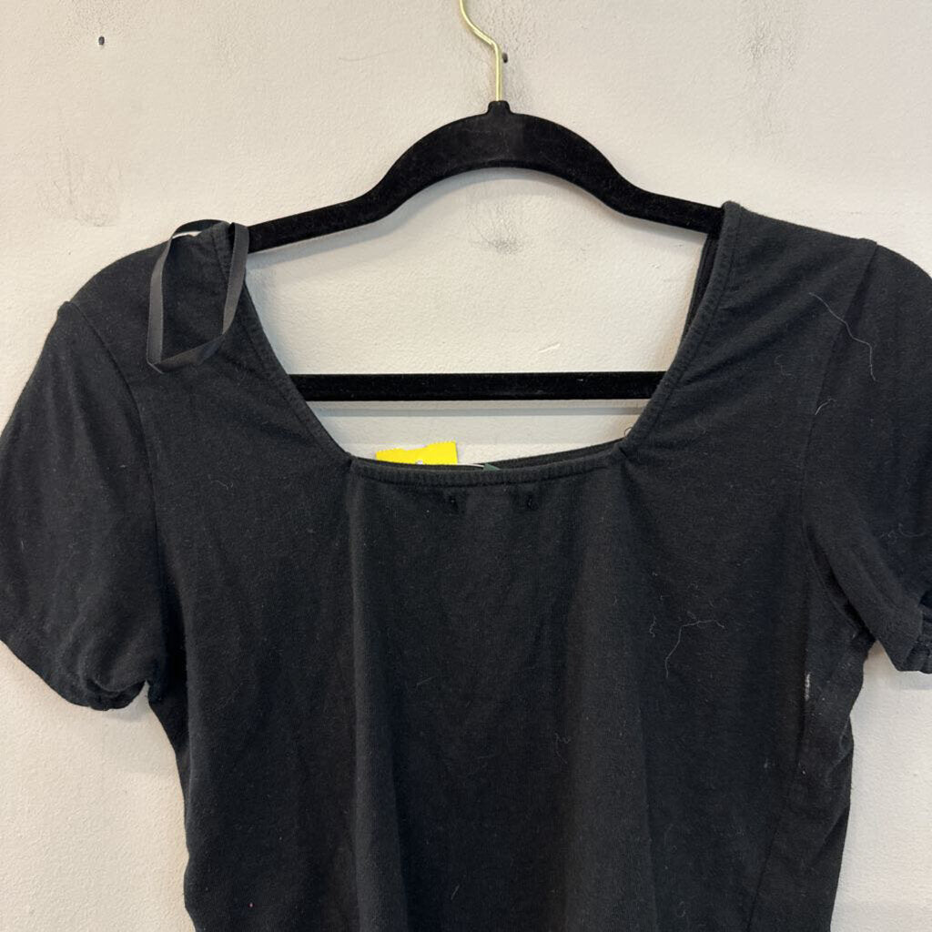 Black Cropped Short Sleeve Top Small