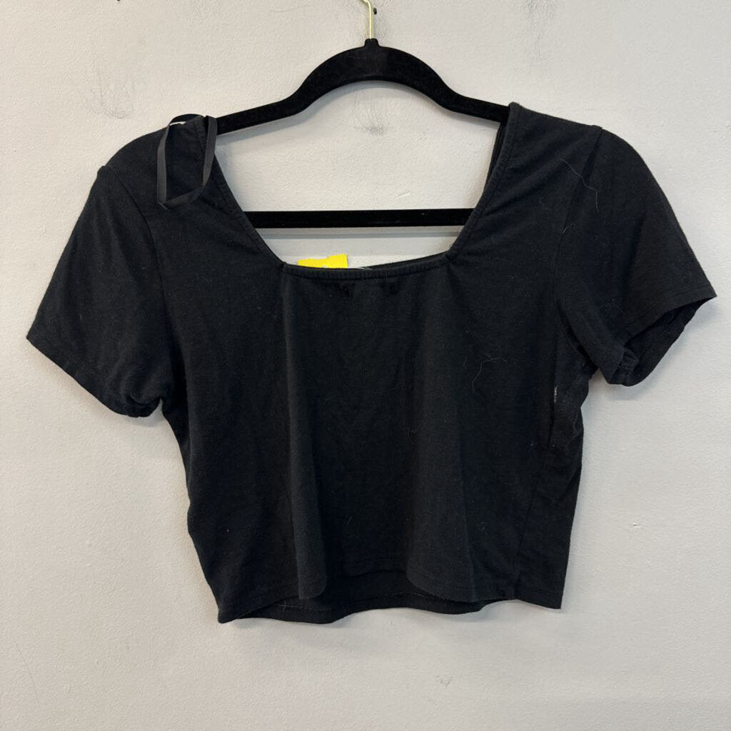 Black Cropped Short Sleeve Top Small