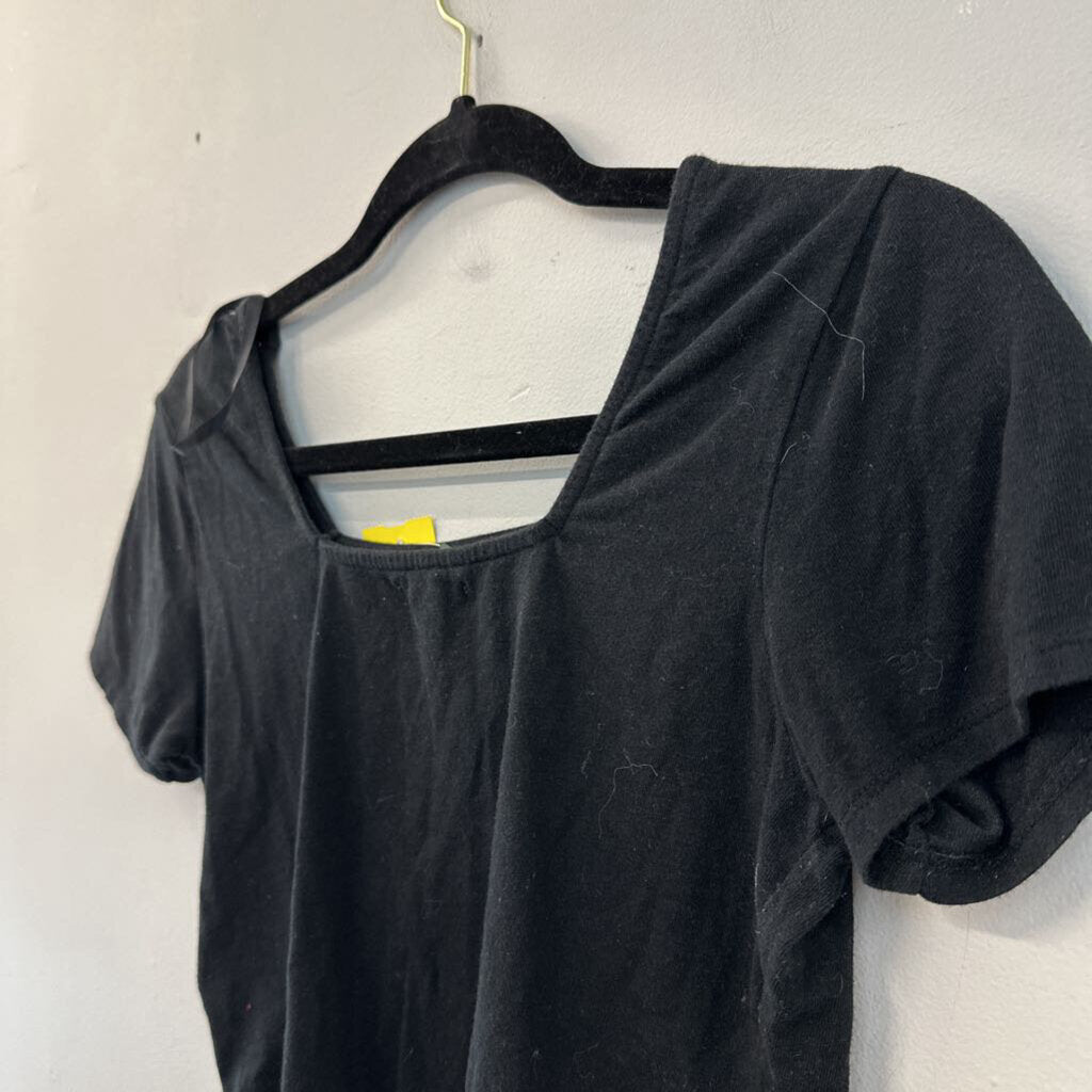 Black Cropped Short Sleeve Top Small