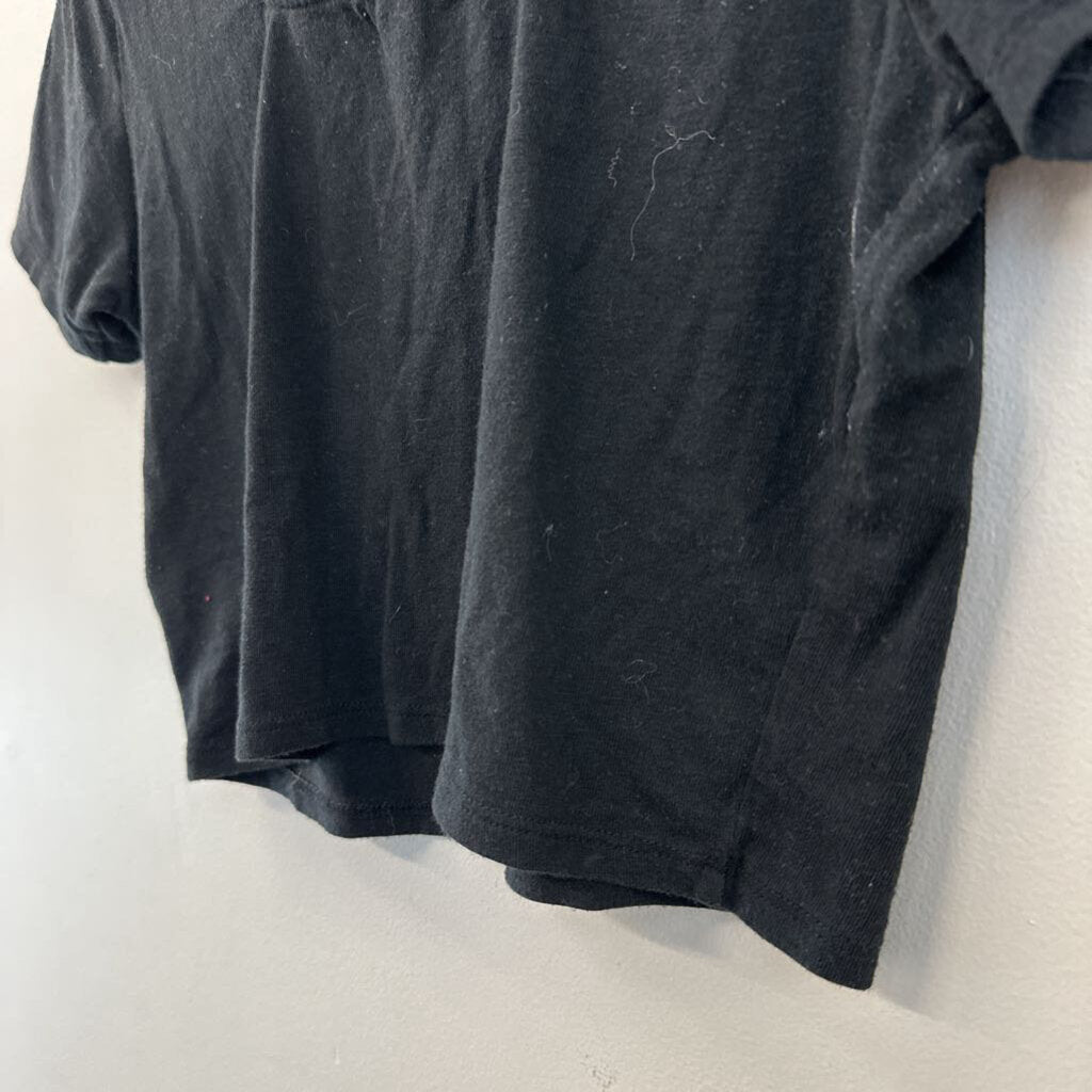 Black Cropped Short Sleeve Top Small