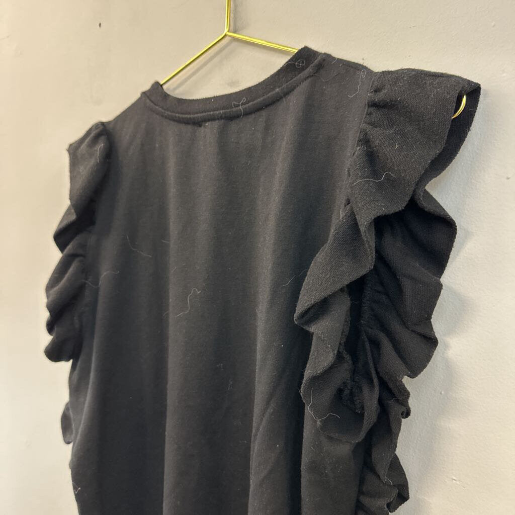Drew Black Short Ruffle Sleeve Top Extra Small