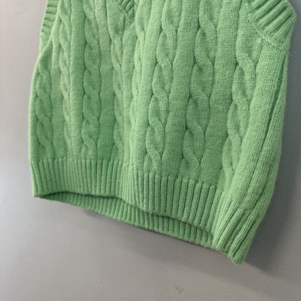Green Cropped Cable Knit Sweater Tank Top Small