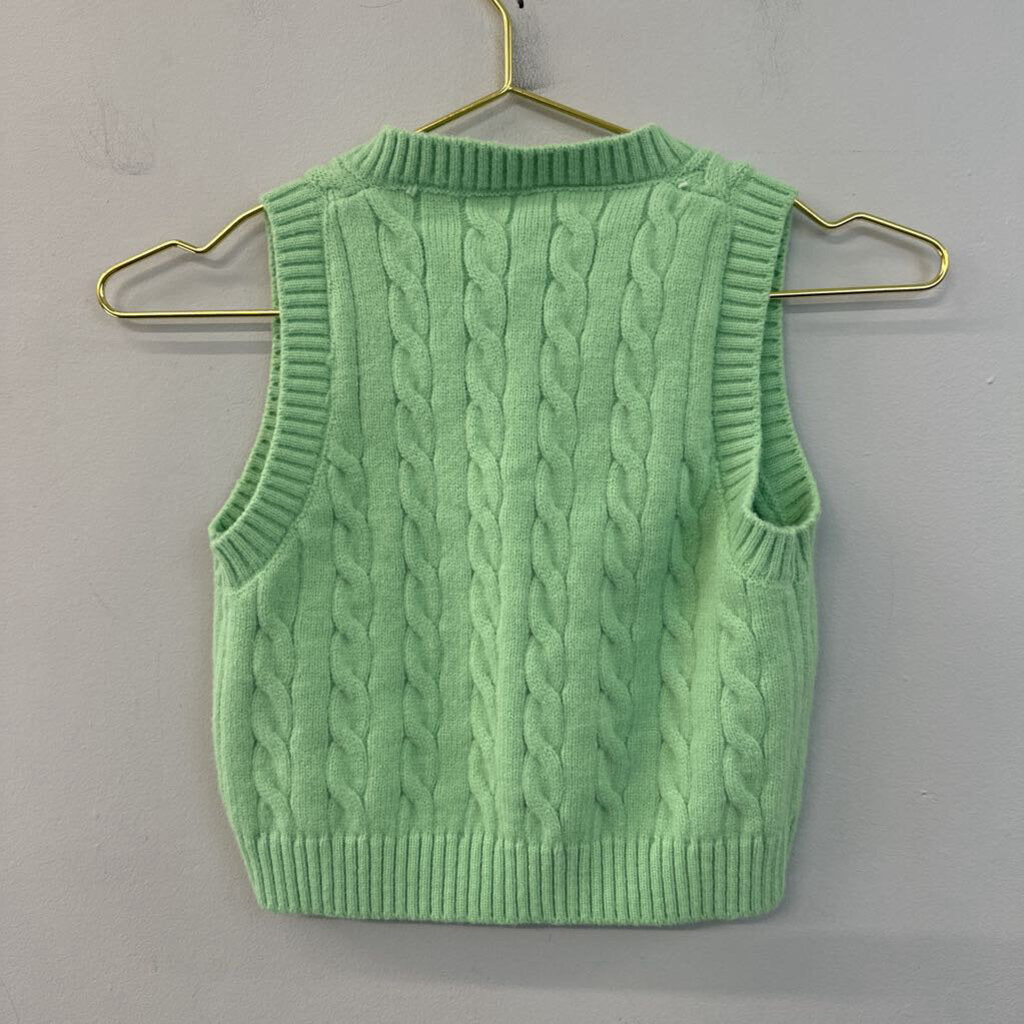 Green Cropped Cable Knit Sweater Tank Top Small