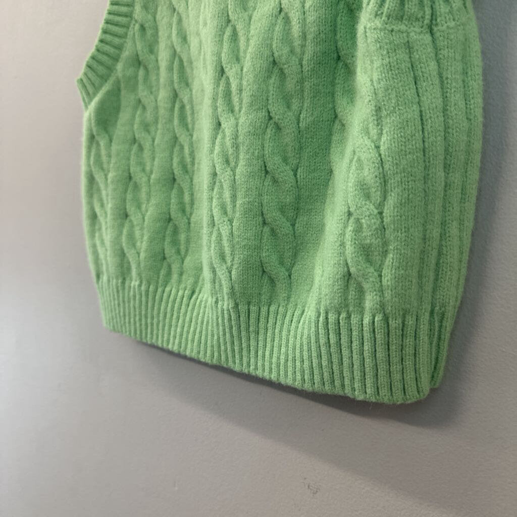 Green Cropped Cable Knit Sweater Tank Top Small