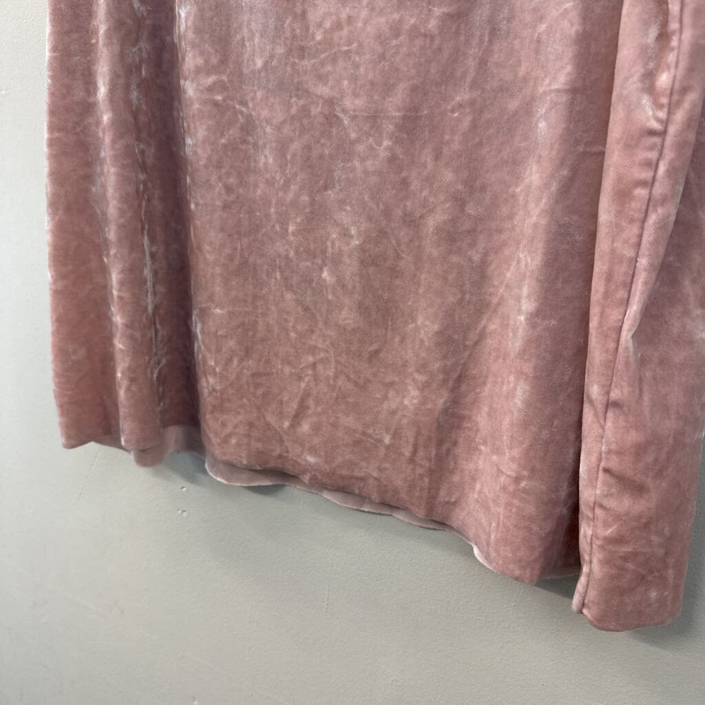 Pink Crushed Velvet Short Sleeve Top Large