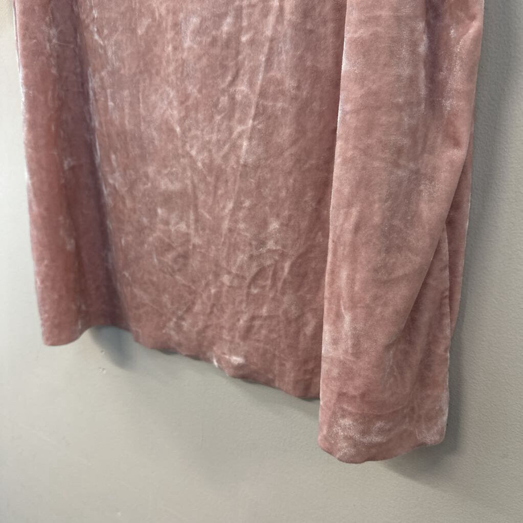 Pink Crushed Velvet Short Sleeve Top Large