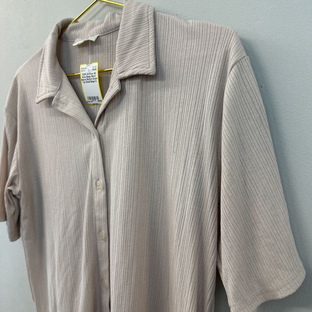 All Row Beige Short Sleeve Button Down Top Small