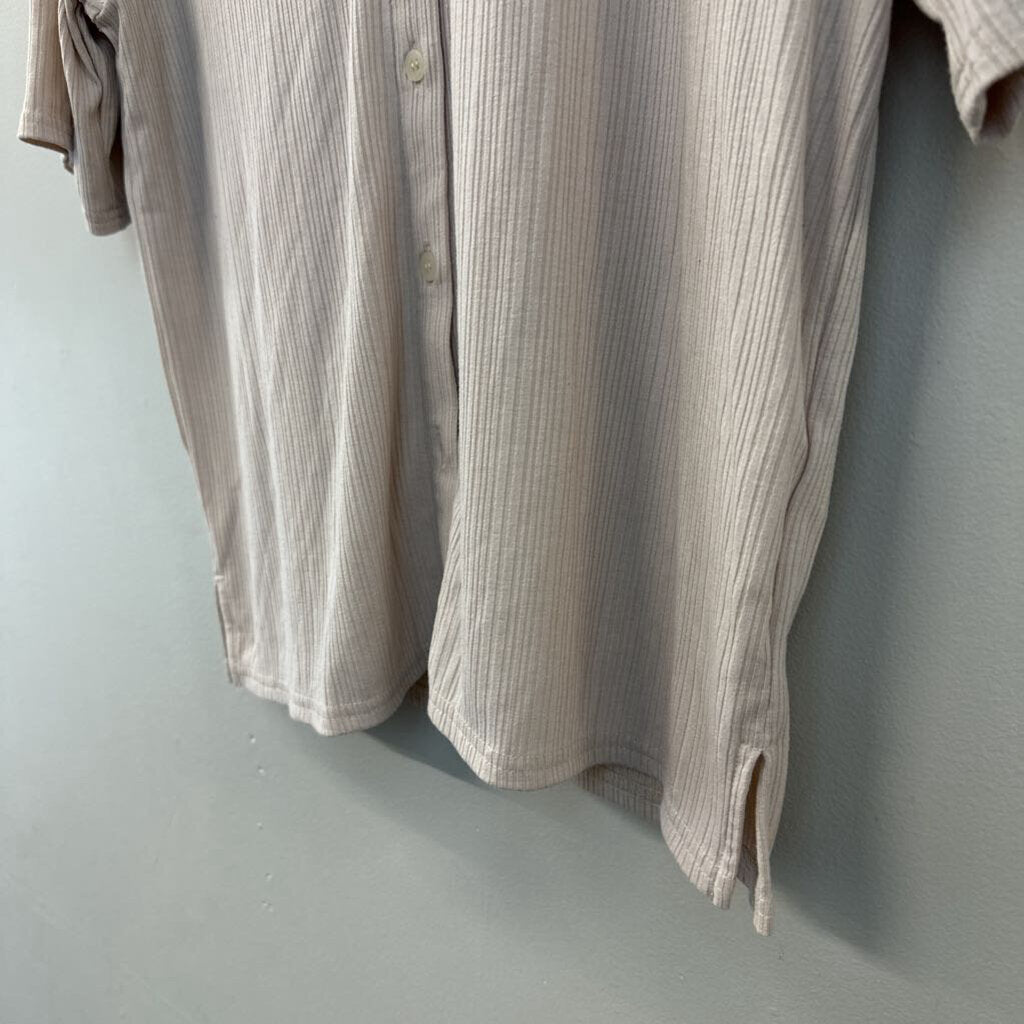 All Row Beige Short Sleeve Button Down Top Small