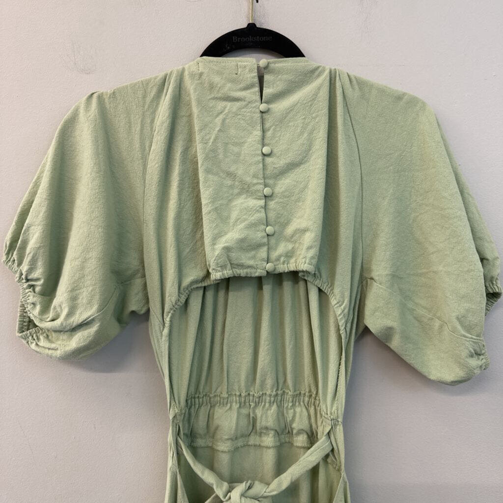 Nasty Gal Green Puffsleeve Maxi Dress Size 6