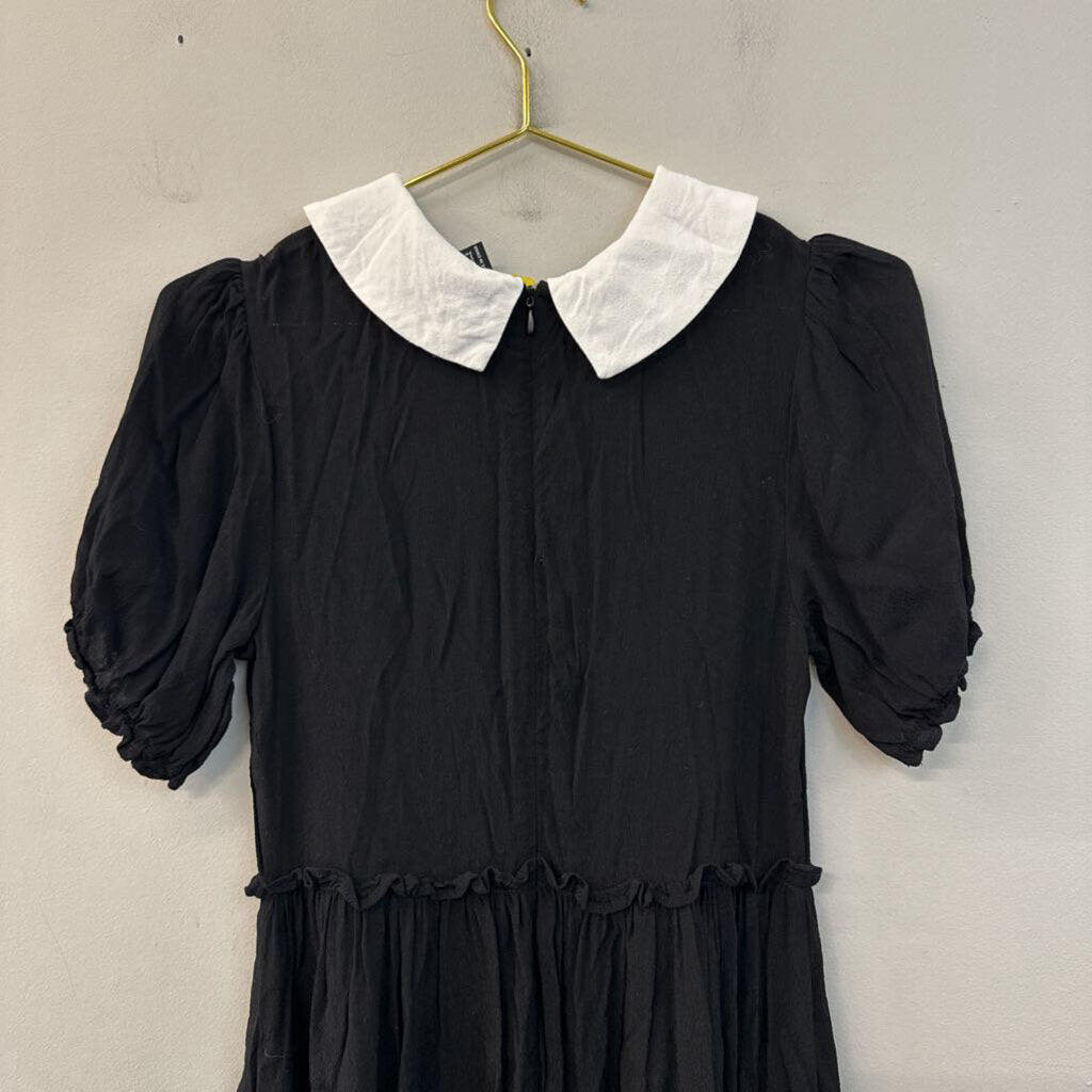 Black Short Sleeve Dress With White Collar Small