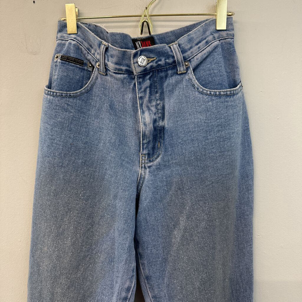NY Jeans Medium Wash Silver Shimmer Mom Jeans 6