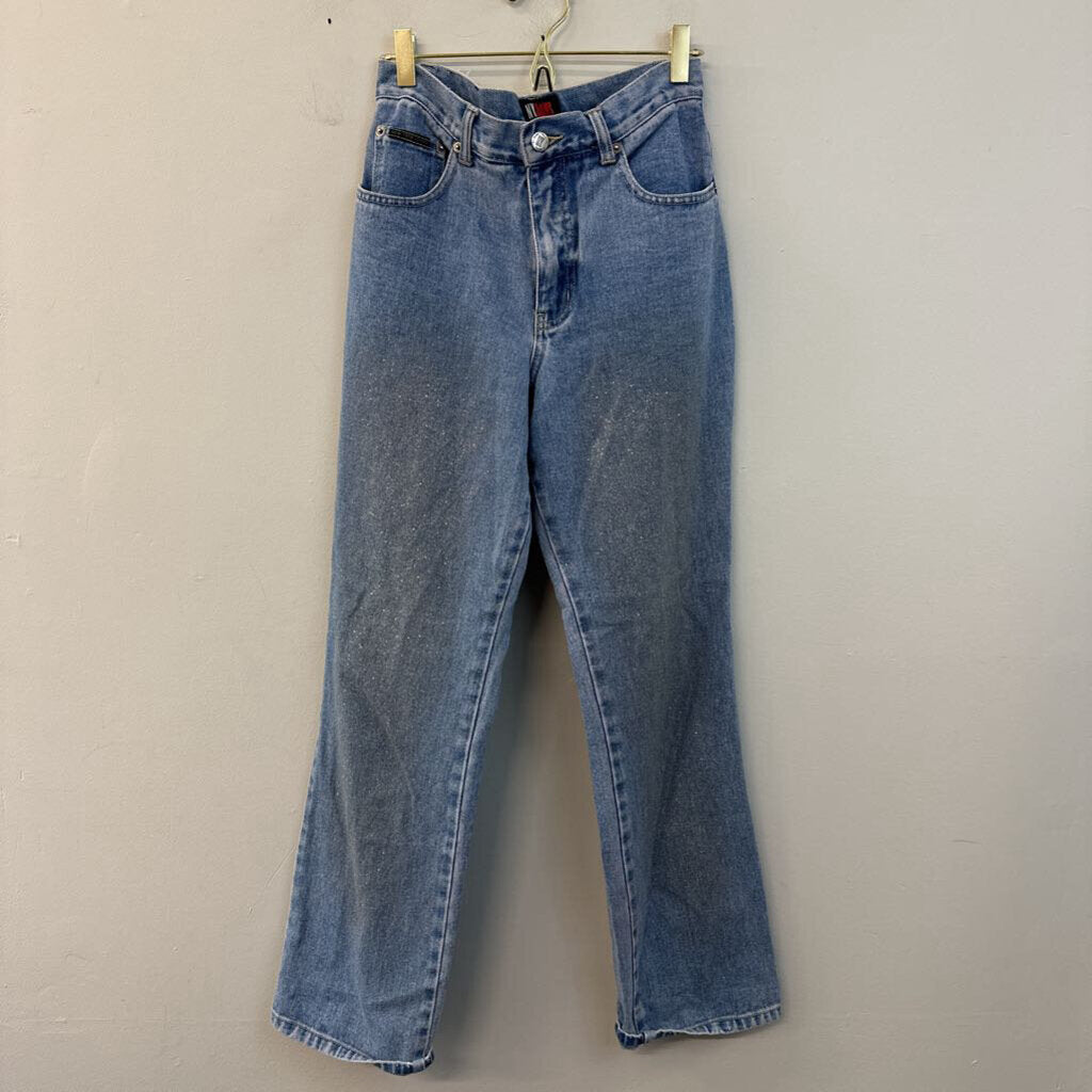 NY Jeans Medium Wash Silver Shimmer Mom Jeans 6