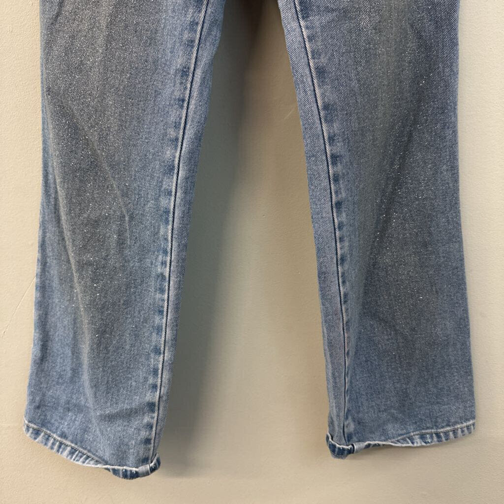 NY Jeans Medium Wash Silver Shimmer Mom Jeans 6
