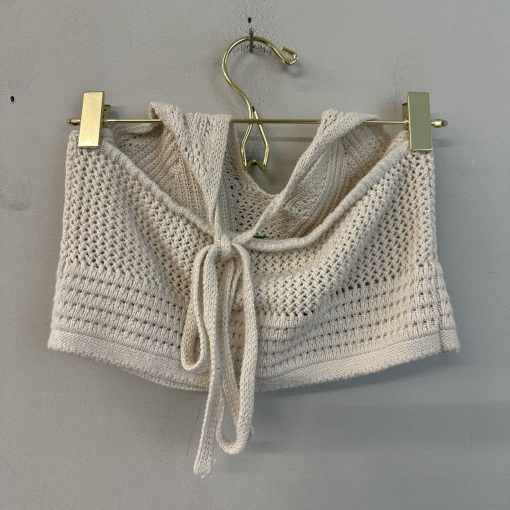 Aerie Cream Knit Cropped Halter Top Medium