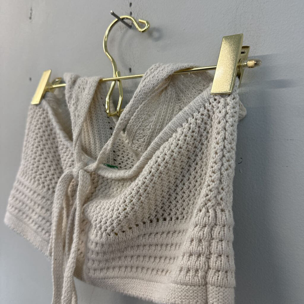 Aerie Cream Knit Cropped Halter Top Medium