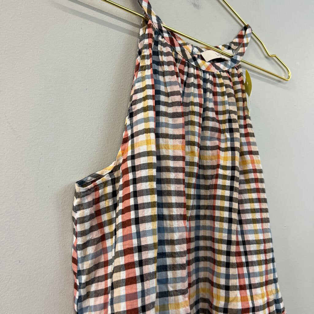 Loft White/ Multi Plaid Tank Top Medium
