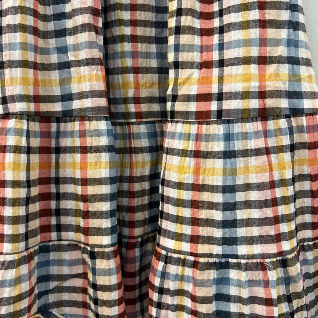 Loft White/ Multi Plaid Tank Top Medium