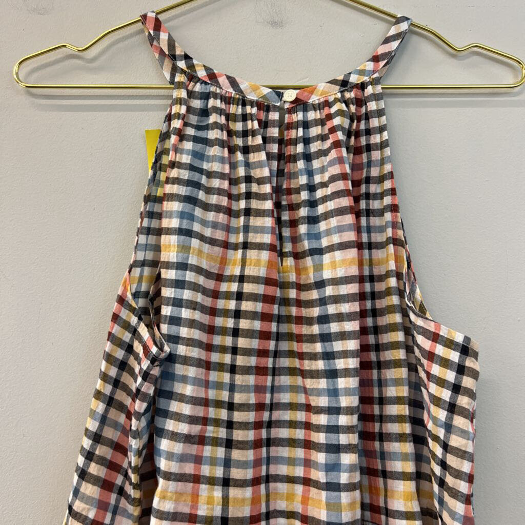 Loft White/ Multi Plaid Tank Top Medium