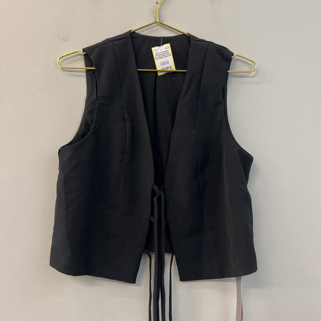 Missguided Black Tie Front Sleeveless Top Medium