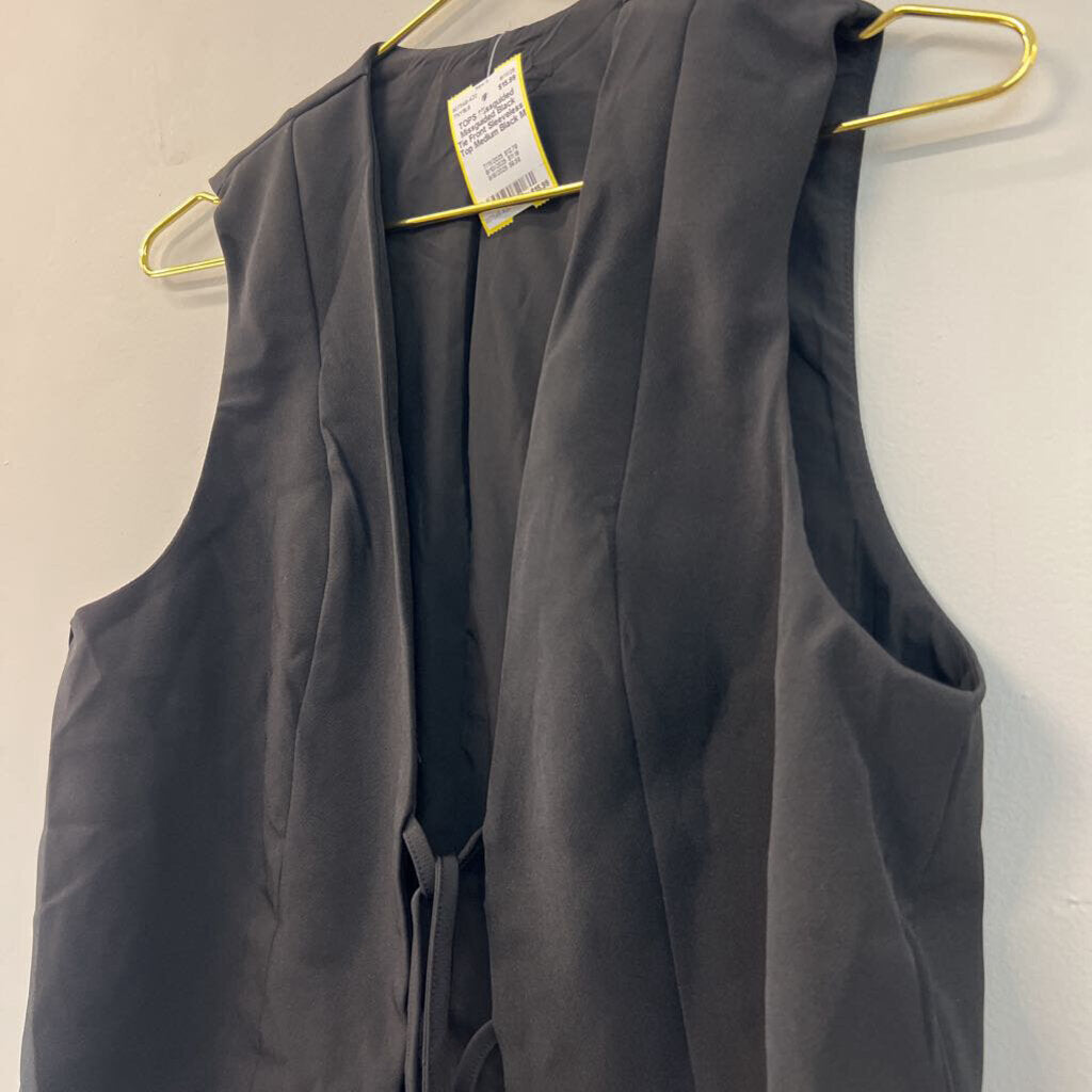 Missguided Black Tie Front Sleeveless Top Medium