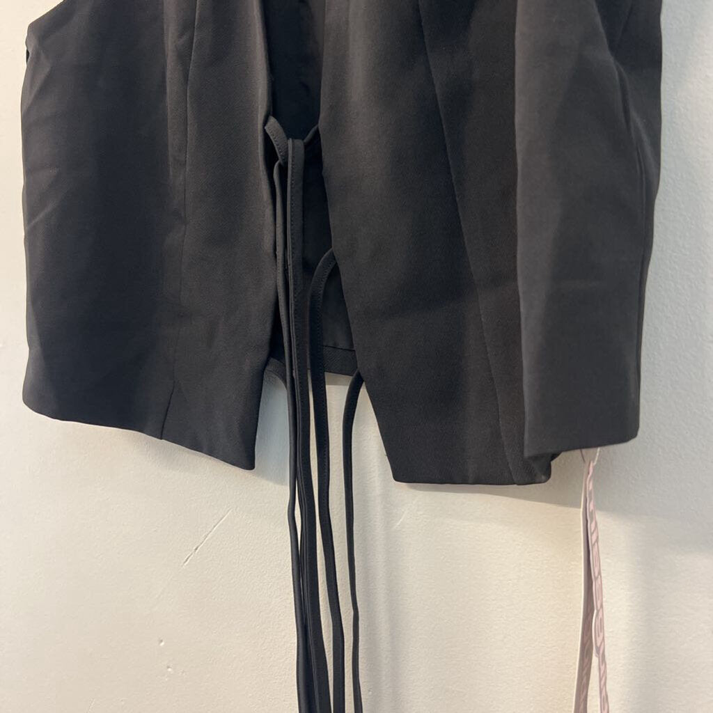 Missguided Black Tie Front Sleeveless Top Medium