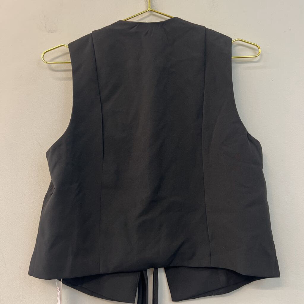 Missguided Black Tie Front Sleeveless Top Medium