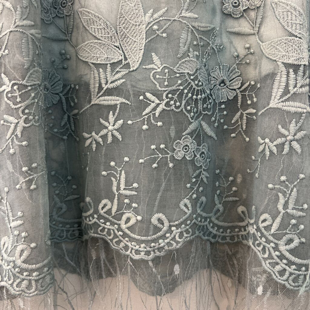 POL Blue Embroidered Tank Top Medium