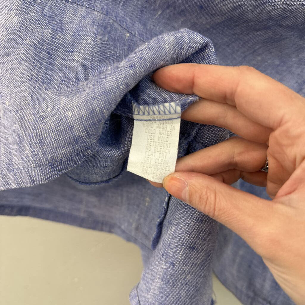 Focus Blue Short Sleeve Button Down Top Medium