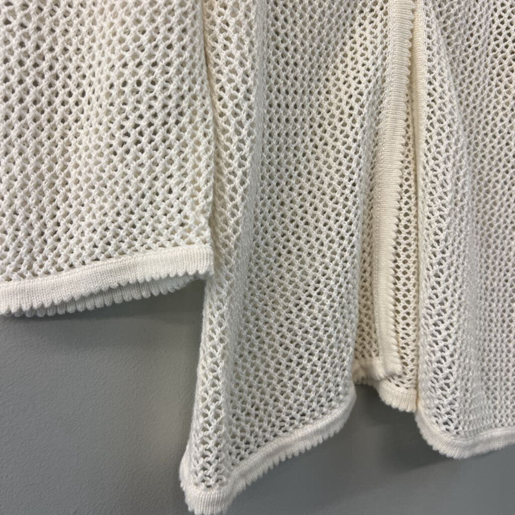 Christopher and Banks White Open Knit Cardigan Sweater Large