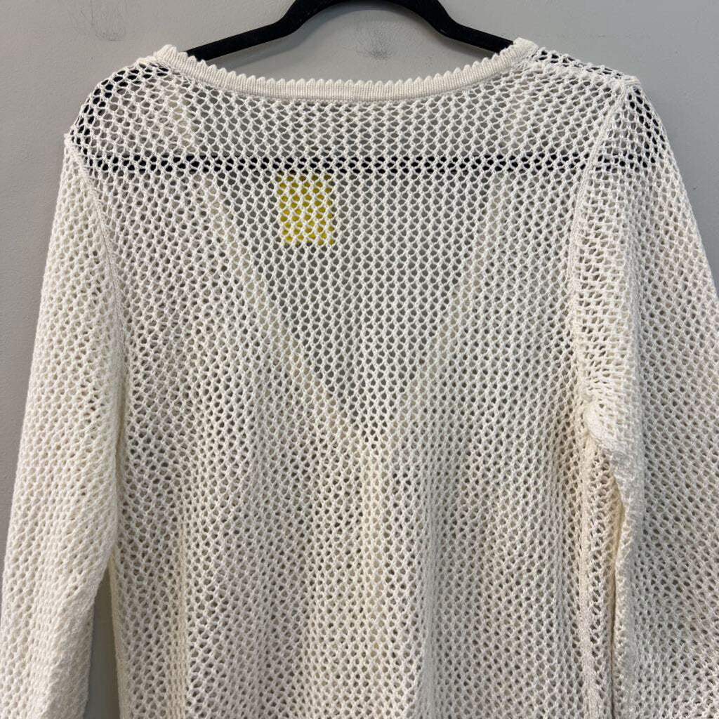Christopher and Banks White Open Knit Cardigan Sweater Large