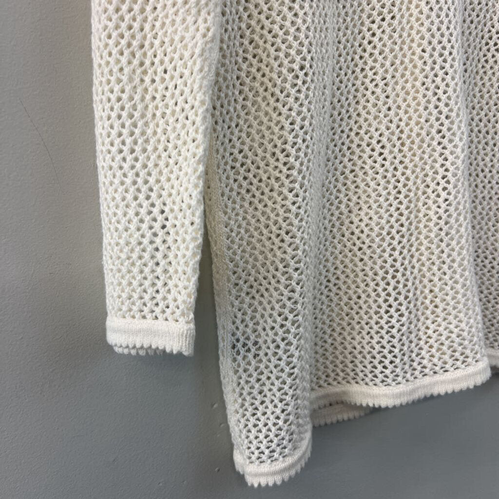 Christopher and Banks White Open Knit Cardigan Sweater Large