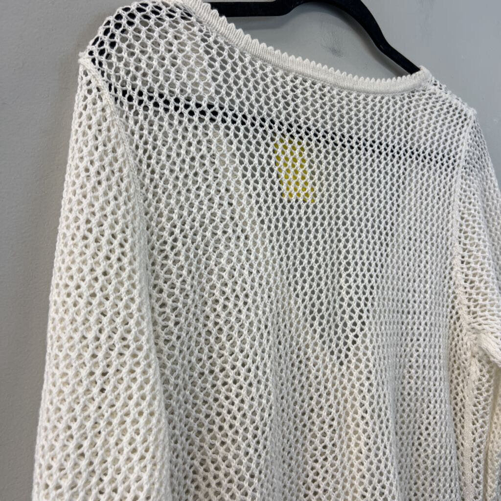 Christopher and Banks White Open Knit Cardigan Sweater Large