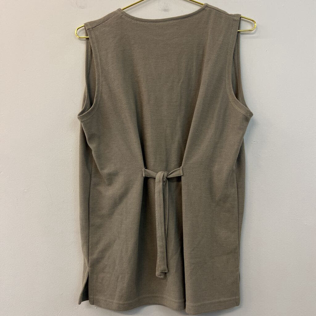 Sag Harbor Brown Sleeveless Button Front Top Medium