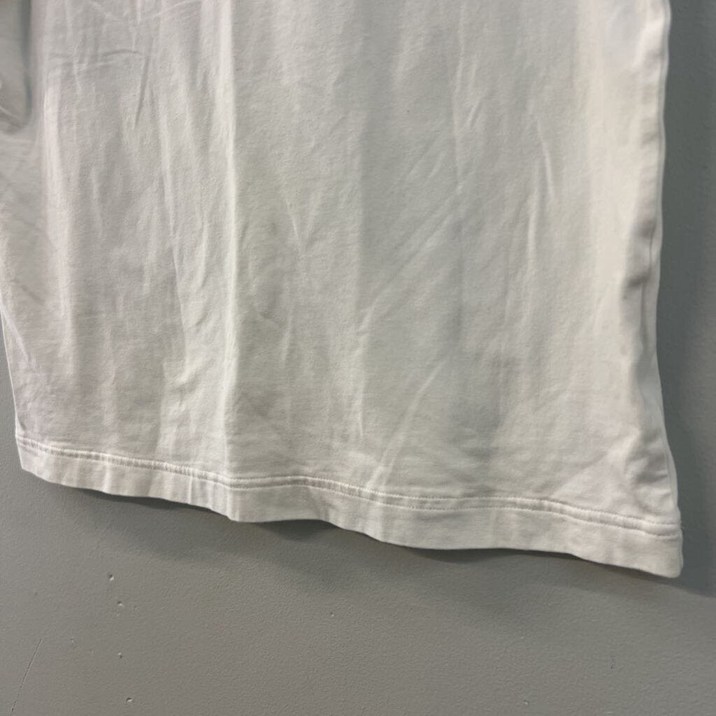 Adidas White/ Navy Logo Short Sleeve Top Medium